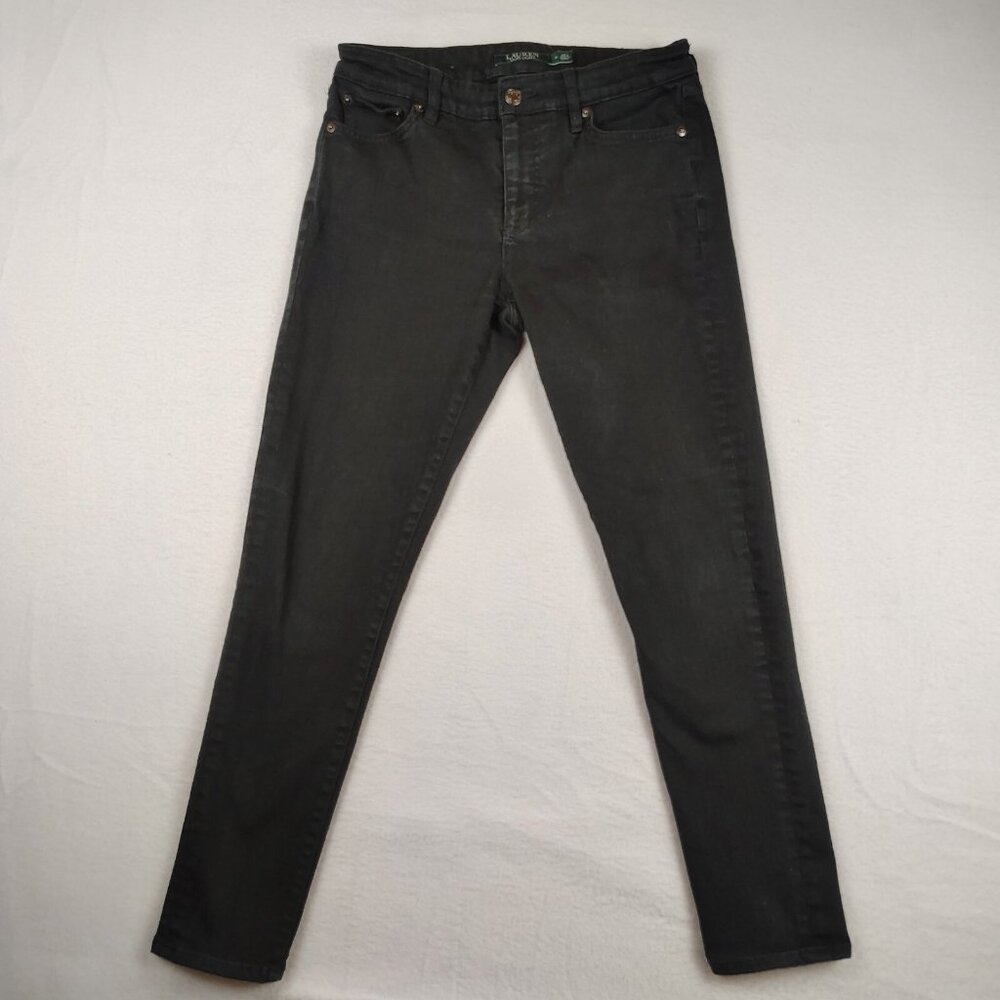Lauren Ralph Lauren Black Denim Jeans Premier Skinny Cropped Womens Sz 4